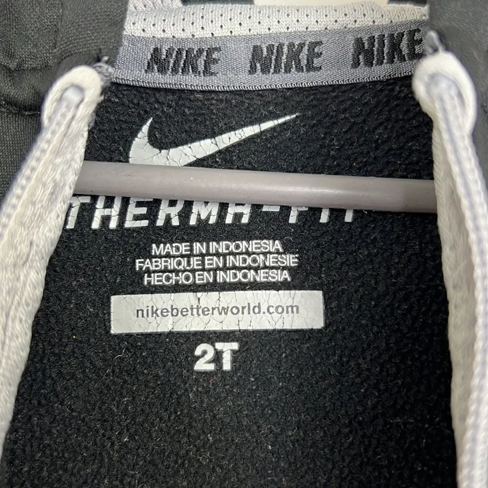 Nike Therma-fit black hooded full zip sweatshirt fleece lined EUC 2T
